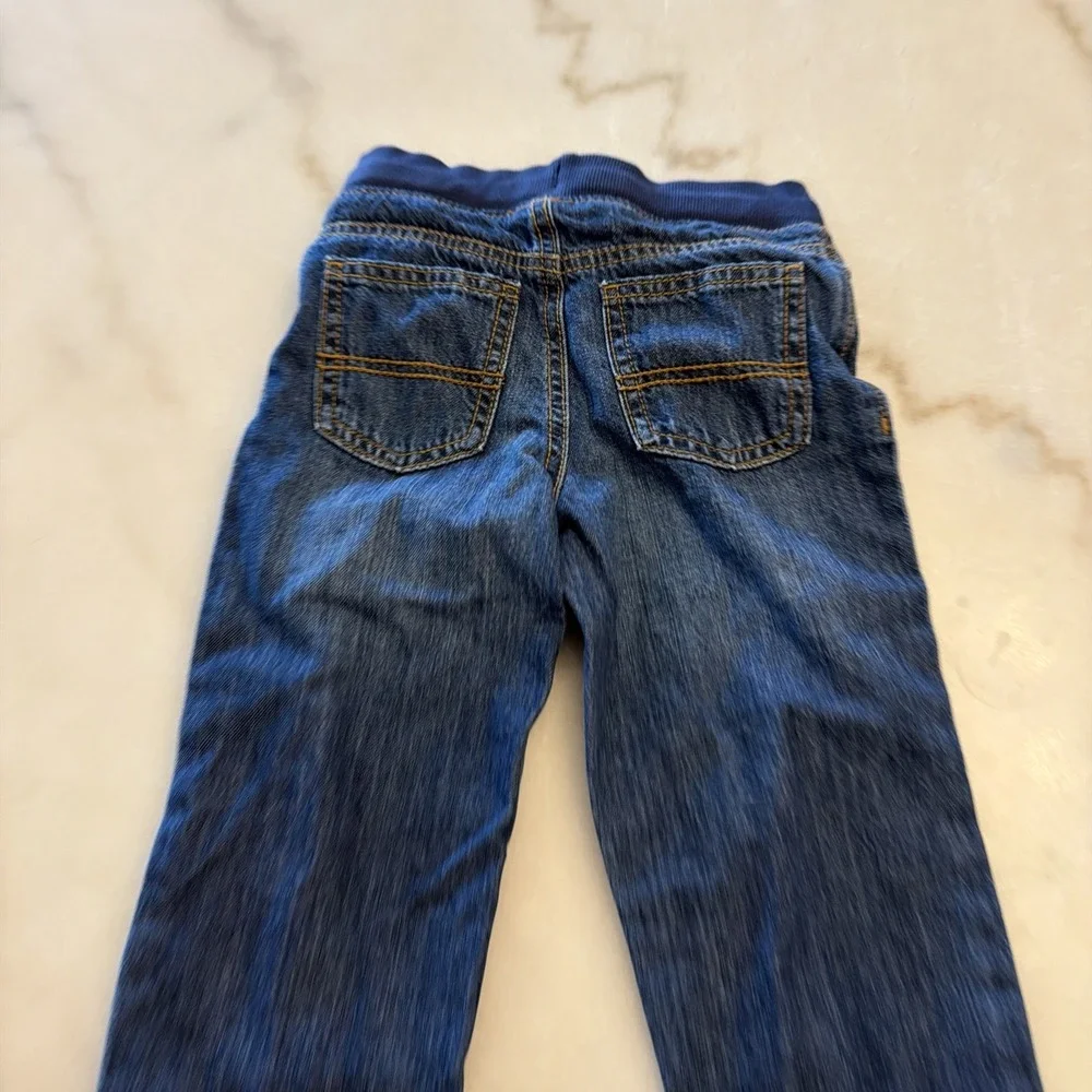Carter's Toddler Jeans Size 4T Dark Blue Denim Elastic Waistband Drawstring NWOT